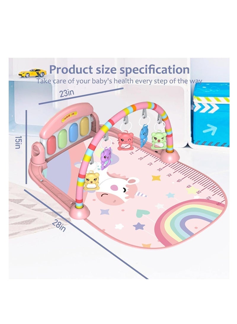 Baby play mat baby gym frame, play piano baby activity gym mat, lie down and play 3 in 1 fitness music and light fun piano - Image 2